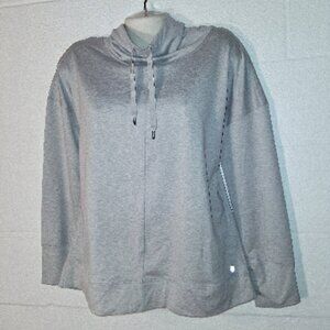 Apana Yoga Women's Size Medium Light Gray Cowl Neck Stretch Sweatshirt Active